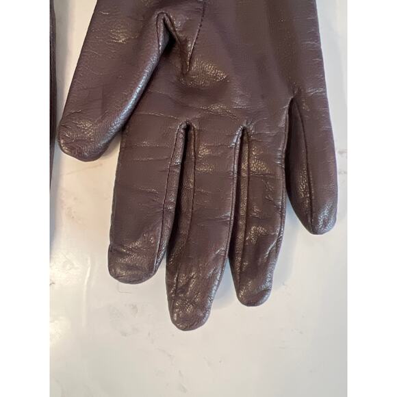 Wilsons Leather VINTAGE women dark brown gloves genuine rabbit fur cuffs Small - Picture 5 of 9
